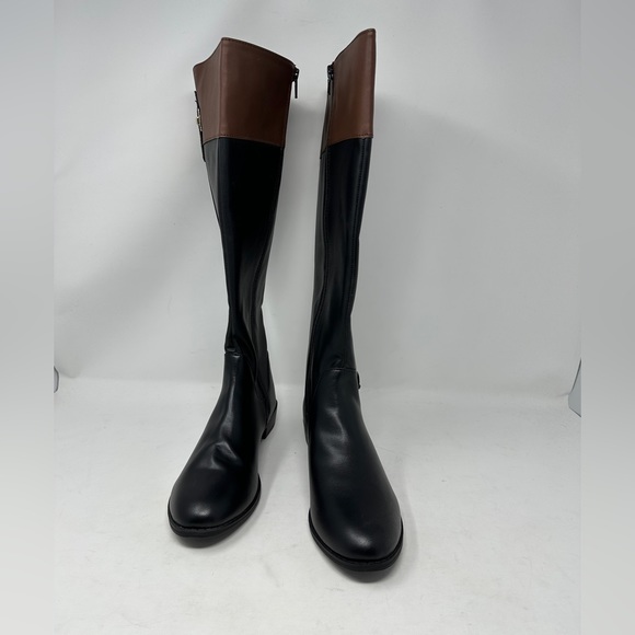 Karen Scott Deliee Round Toe Knee High Riding Boots Black Cognac Women 8.5 M NIB - Picture 4 of 8